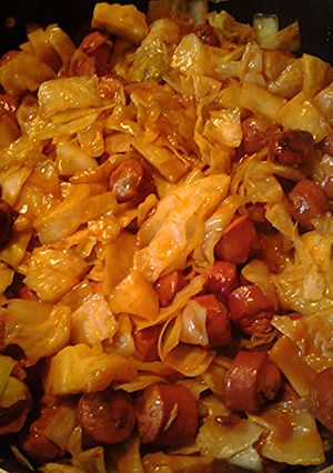 A picture of Hotdog and cabbage Okazu.