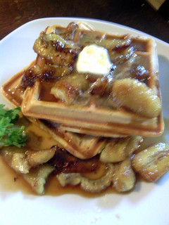 A picture of Banana caramel waffles.