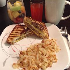 A picture of Grilled Sausage Fried Egg And Cheese.