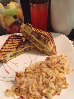 A picture of Grilled Sausage Fried Egg And Cheese.