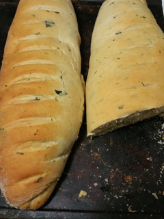 A picture of Italian herbed bread.