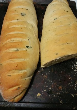 A picture of Italian herbed bread.