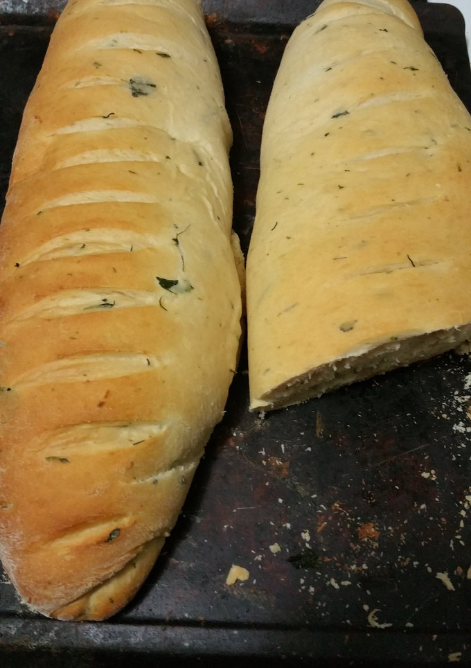 A picture of Italian herbed bread.