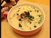 A picture of spinach mushroom soup