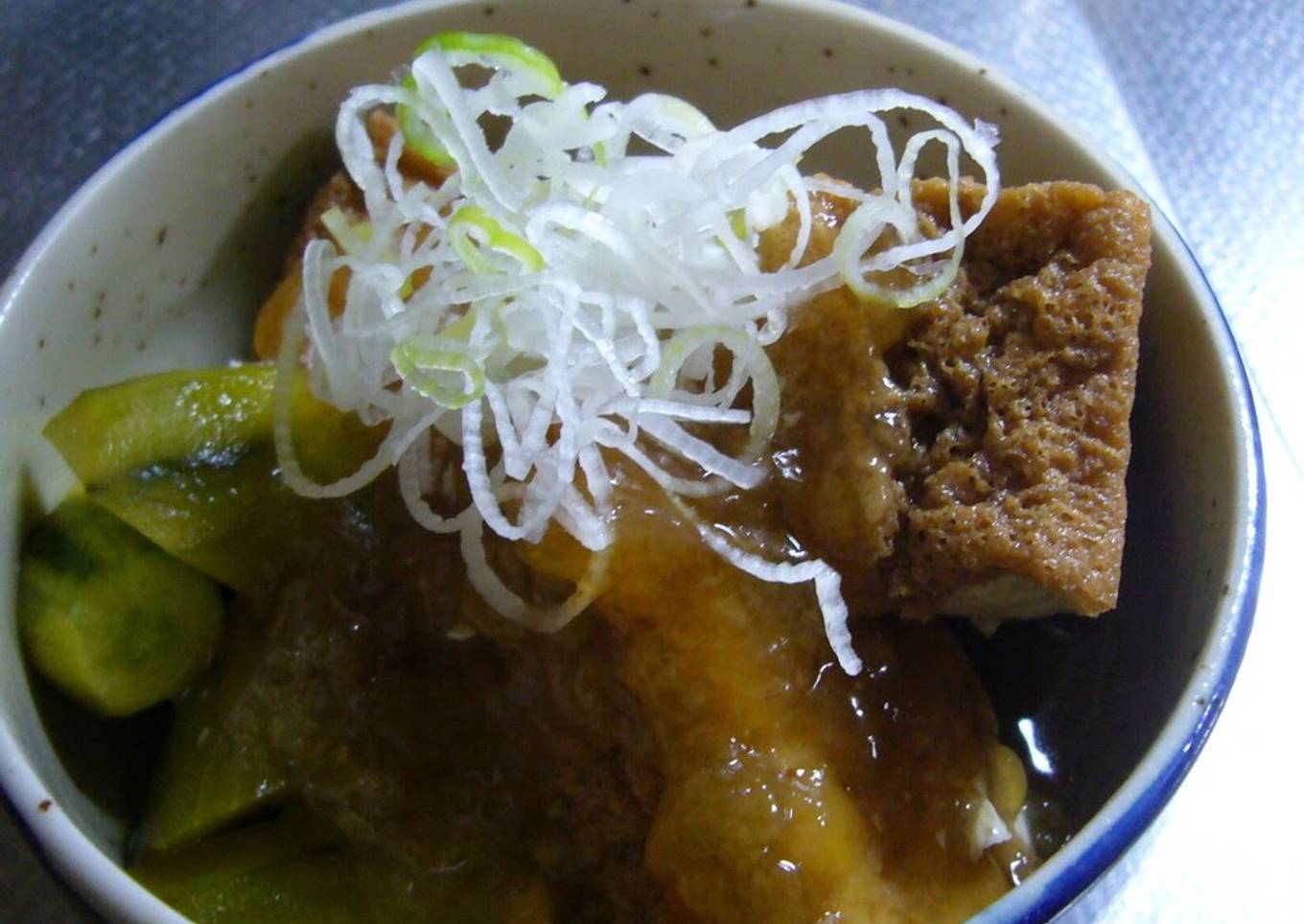 A Summertime Simmered Dish: Atsuage & Cucumber Gelée