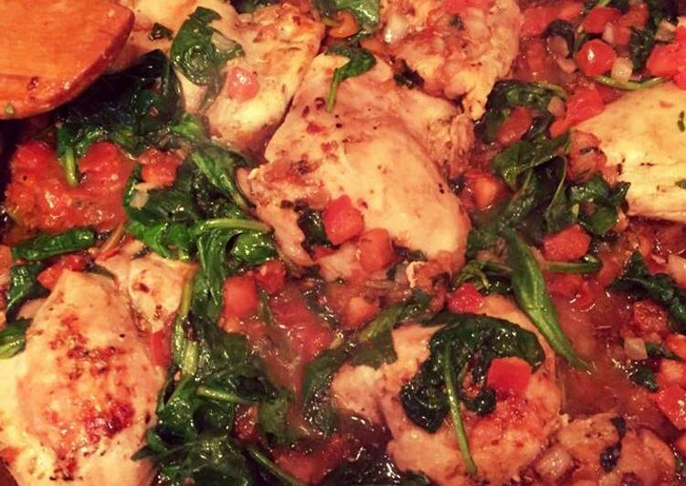 Simple Way to Prepare Homemade Bruschetta and Spinach Chicken Thighs