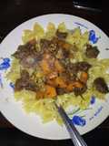 Pasta and beef carrot ragout