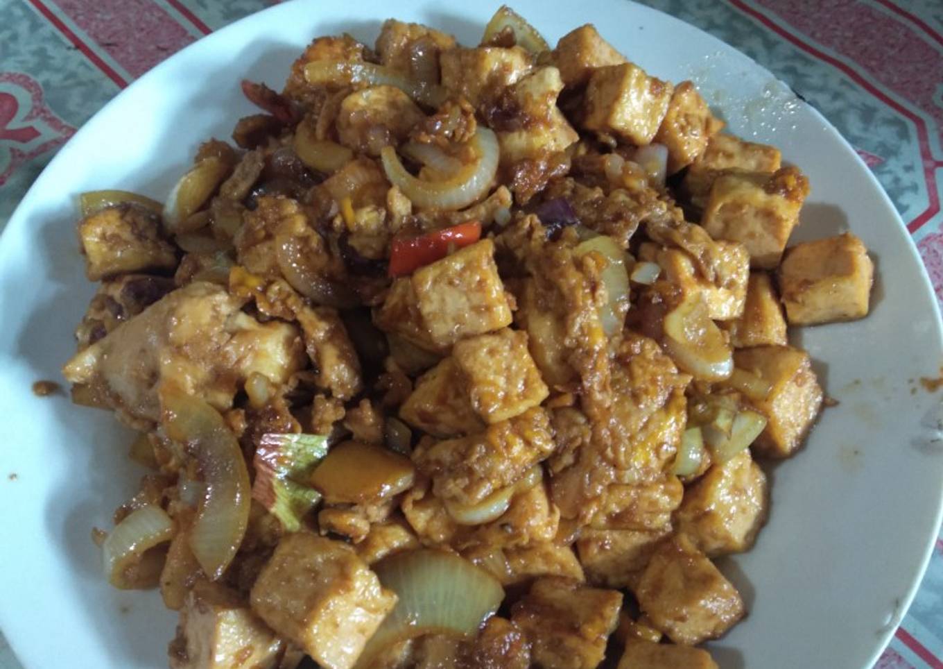 Tumis tahu telur saus tiram