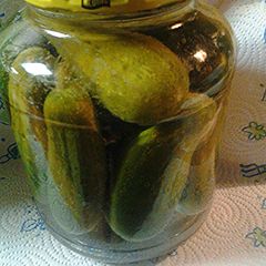 A picture of Kosher pickles, whole.