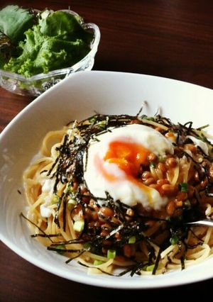 A picture of Grated Daikon Radish & Natto Pasta.
