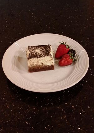 A picture of Tiramisu Layered Fudge Brownies.