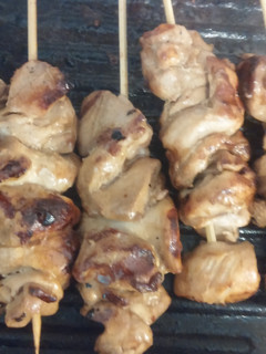 A picture of Grilled teriyaki chicken Skewers.