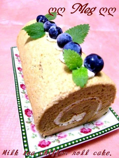 A picture of Milk Tea Chiffon Roll Cake.