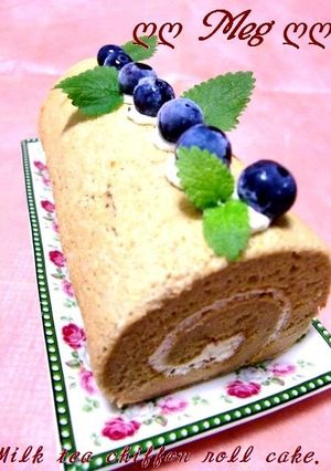 A picture of Milk Tea Chiffon Roll Cake.