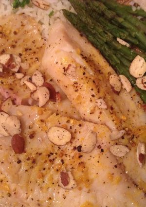A picture of Baked Tilapia in a Brown Butter Sauce.