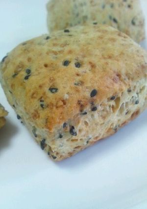 A picture of Rustic and Fragrant Wholewheat Black Sesame Seed Scones.