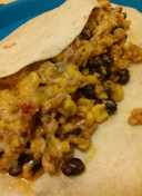 Nikki's Quickie Rice, Beans & Stuff; can be eaten as a side or as a Burrito