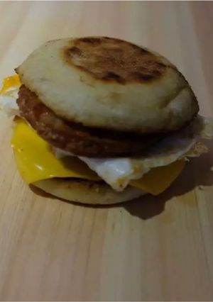 A picture of Sausage and egg muffin.