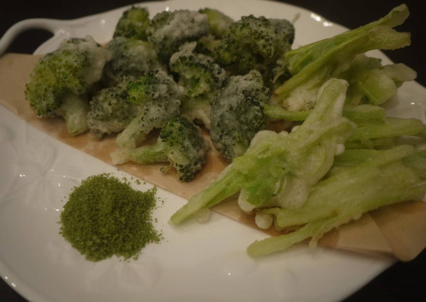 Broccoli Tempura with Matcha Salt