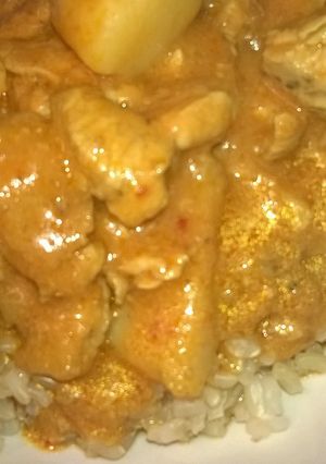 A picture of Chicken potato curry.