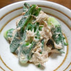 Umeboshi-Flavored Okra with Tuna Mayonnaise Dressing A picture of Umeboshi-Flavored Okra with Tuna Mayonnaise Dressing.