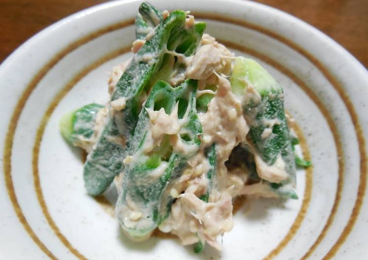 Recipe of Speedy Umeboshi-Flavored Okra with Tuna Mayonnaise Dressing
