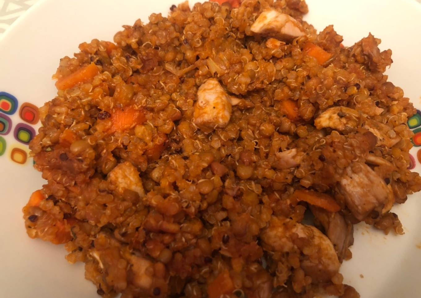 Quinoa con lentejas y pollo