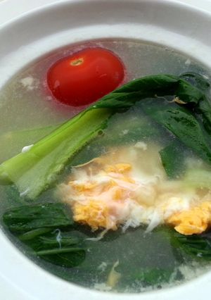A picture of Bak Choy And Egg Soup.