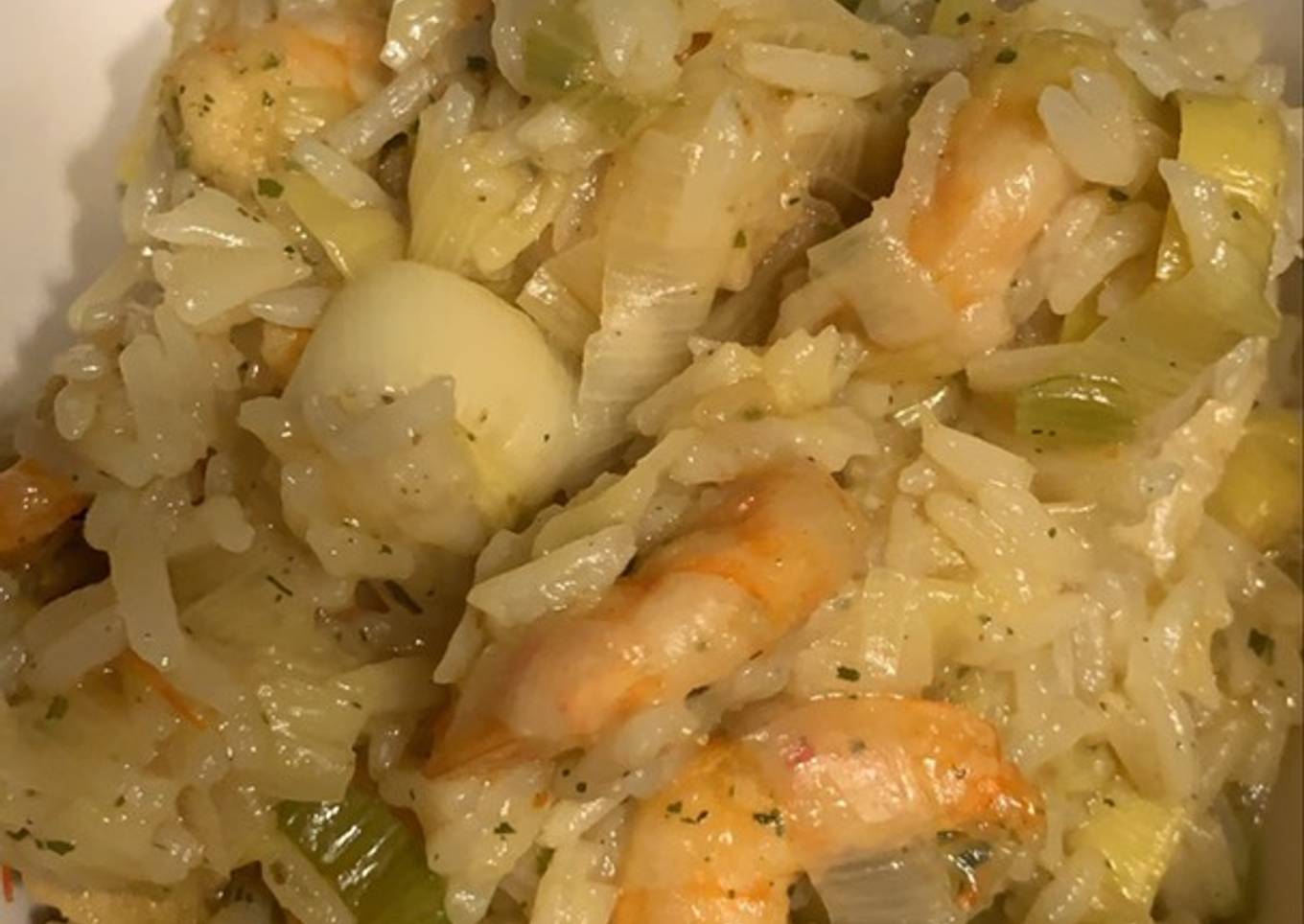 Riz aux crevettes et poireaux au Cookeo