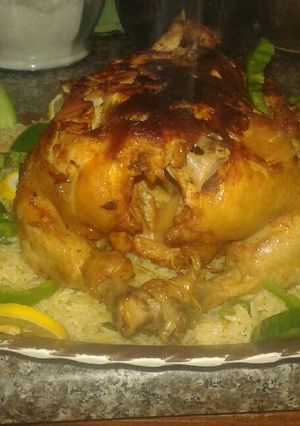 صورة لوصفة دجاج محمر بالفرن مع أرز بالكاري والخضار 🍗🍗