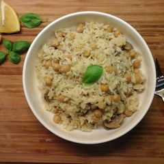 A picture of Mushroom and Chickpea Pilaf (Pilafi me Manitaria kai Revithia).