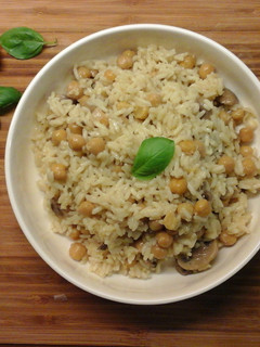 A picture of Mushroom and Chickpea Pilaf (Pilafi me Manitaria kai Revithia).