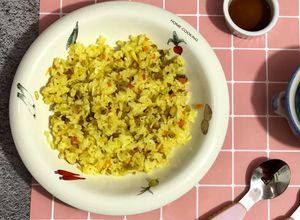 Hình của món Cơm chiên hến -ăn dặm Canh rong biển nấu nghêu.