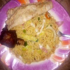 A picture of Indomie and egg.