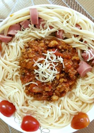 Hình của món Spagetti sốt bò bằm.