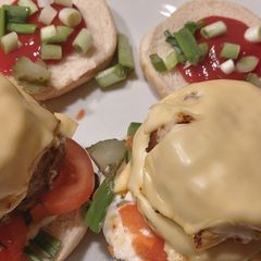 A picture of My surf and turf bugers.