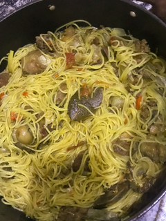A picture of Jollof spaghetti.