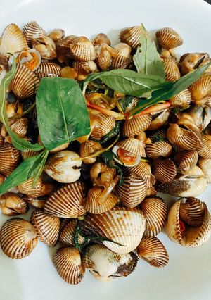 Hình của món Sò huyết xào xì dầu.