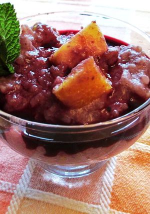 Foto principal de Arroz con leche y zumo de arándanos