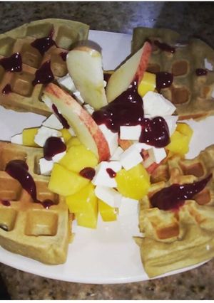 Una foto de Waffles de avena