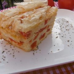 A picture of Feta and Tomato Creased Phyllo Cheese Pie (Patsavouropita) :).