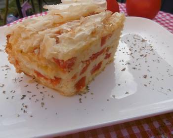 Fresh, Serving Recipe Feta and Tomato Creased Phyllo Cheese Pie Patsavouropita  Savory Delicious