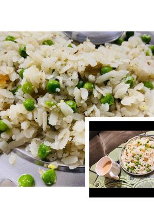A picture of Mutter poha In UP Style.