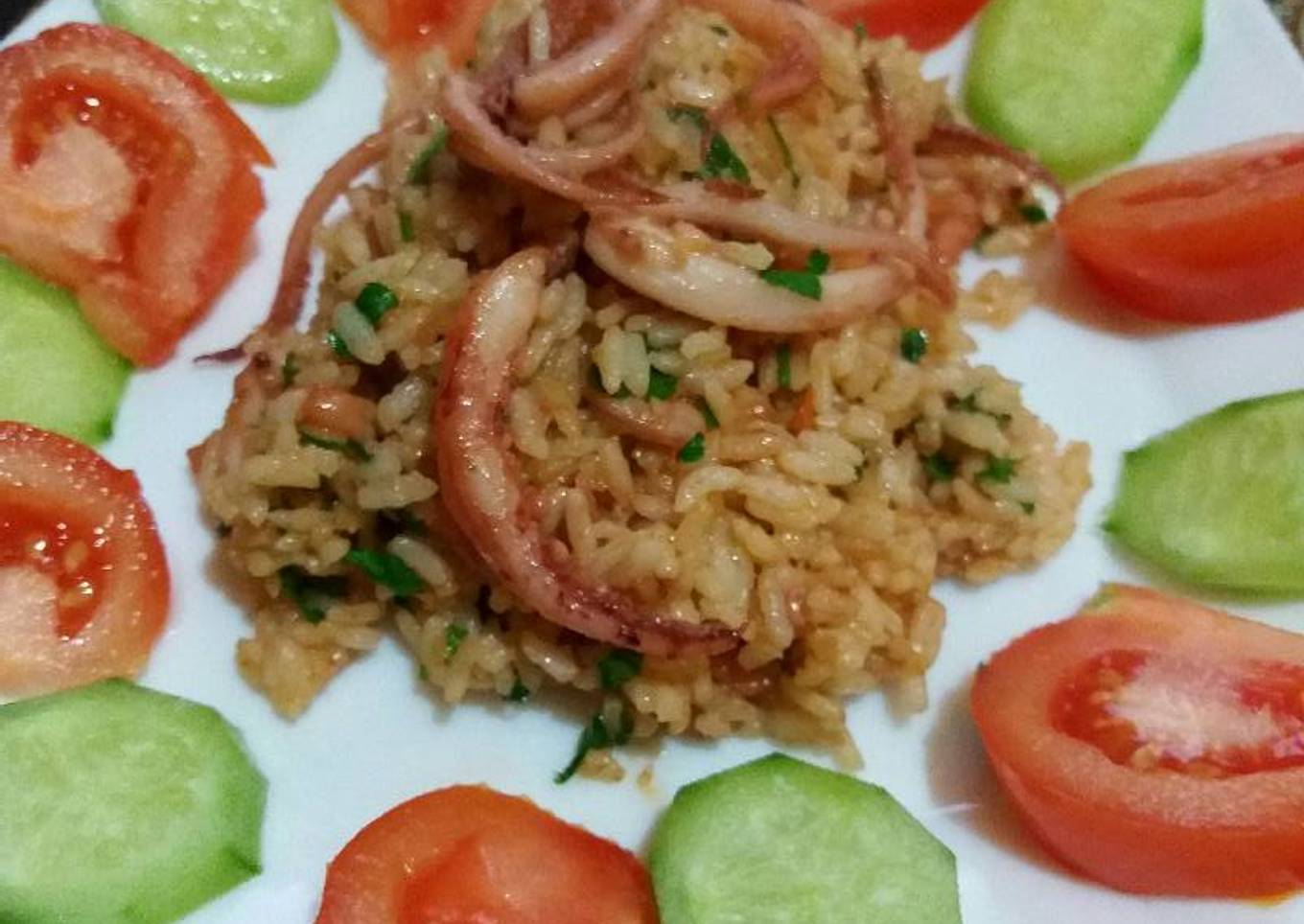 Fried rice with squid