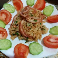 A picture of Fried rice with squid.