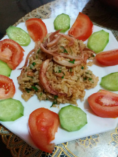 A picture of Fried rice with squid.