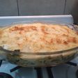 Soufflé de verduras con salsa blanca