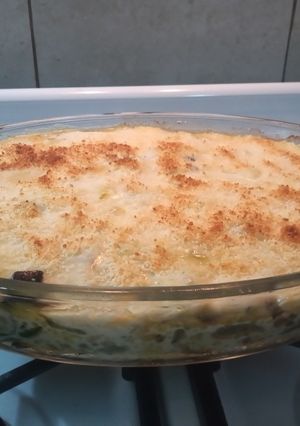 Una foto de Soufflé de verduras con salsa blanca