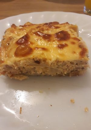 Una foto de Tortilla de coliflor y pollo al horno