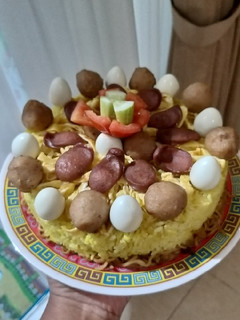 Foto resep Nasi kuning rice cooker birthday cake